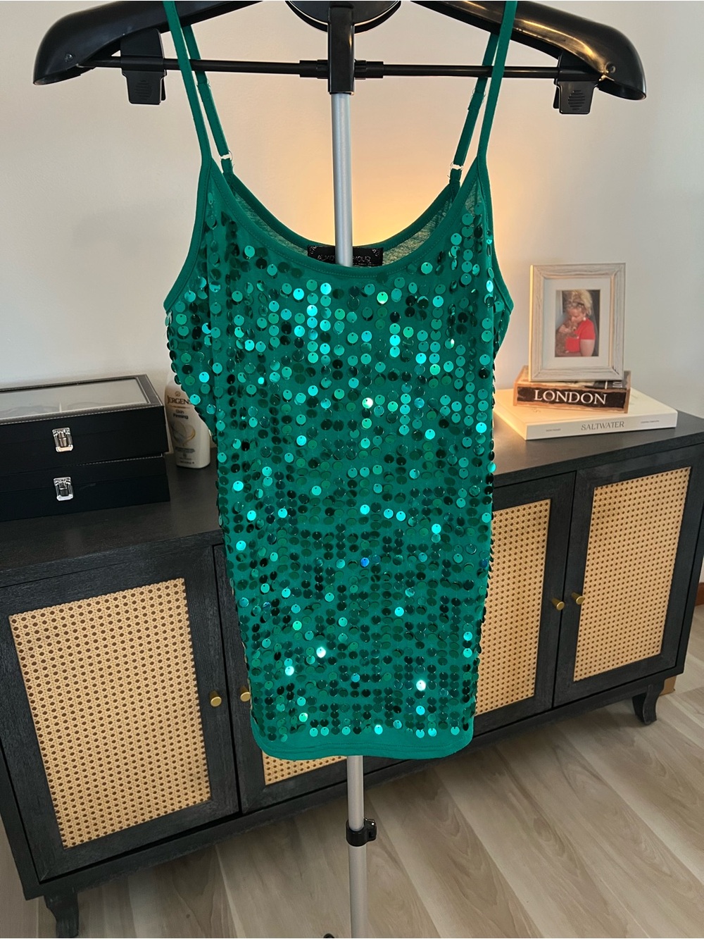 Almost Famous Emerald Green Sequin Tank Too